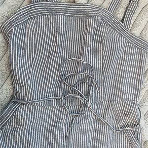 Blue and white striped jumpsuit